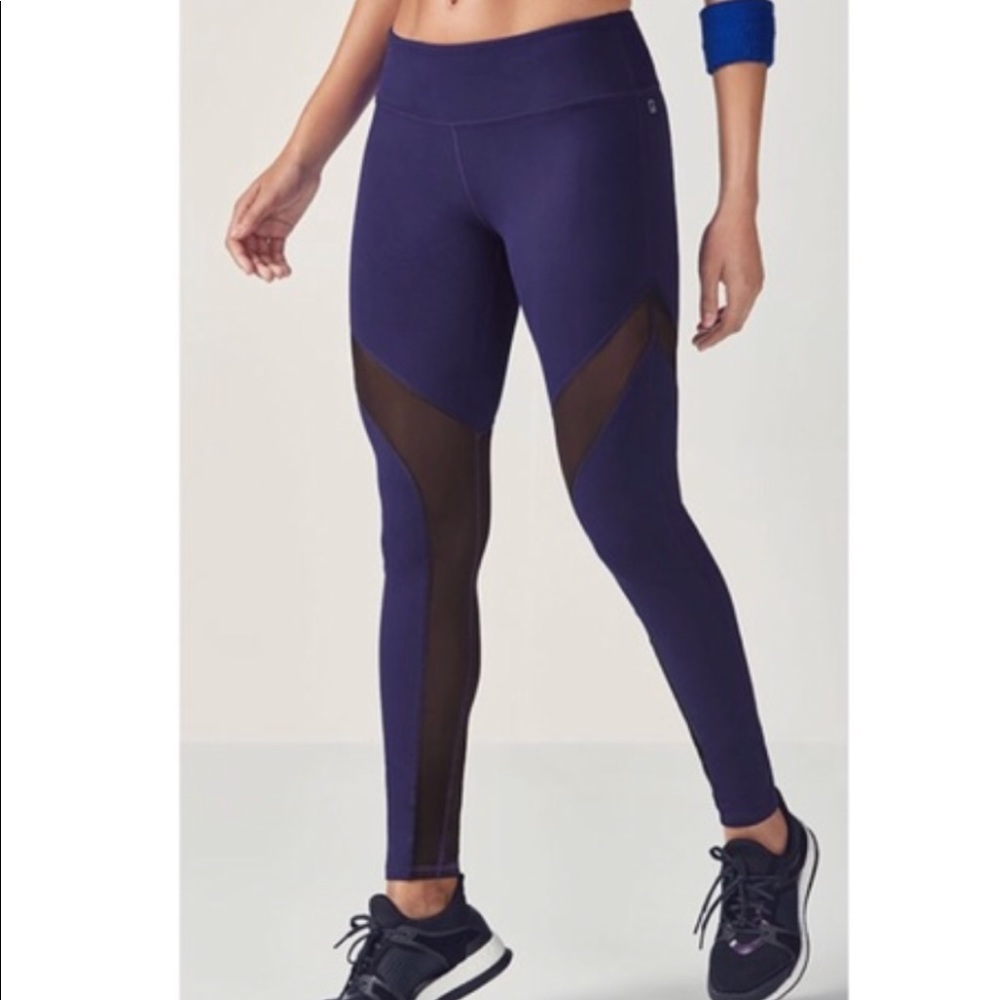 Fabletics Blue & Black Mesh Leggings